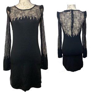 Uniq Bodycon Longsleeve Black Laced Dress Size Medium